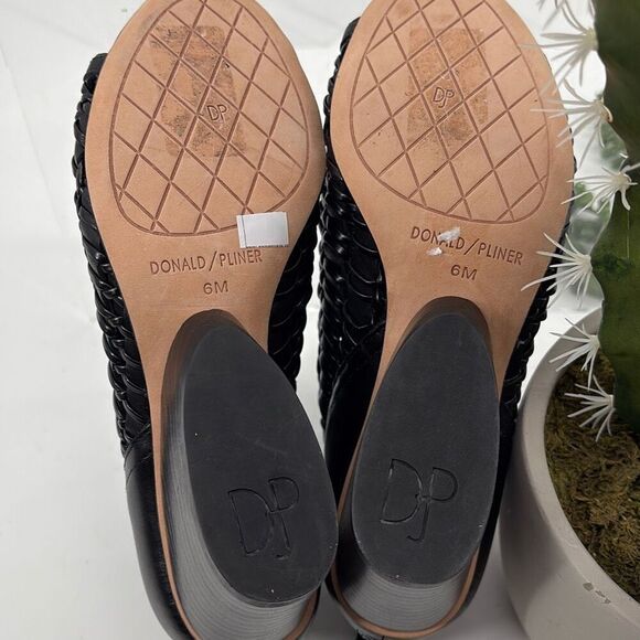 New Donald J Pliner Women's‎ JACQI Woven Wedge Peep Toe Zip Bootie Black 6 - Picture 13 of 16